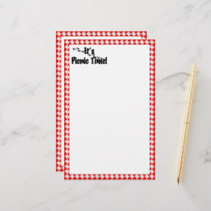 Het is Picnic Time. Rood Gecontroleerde tafelkledi Briefpapier