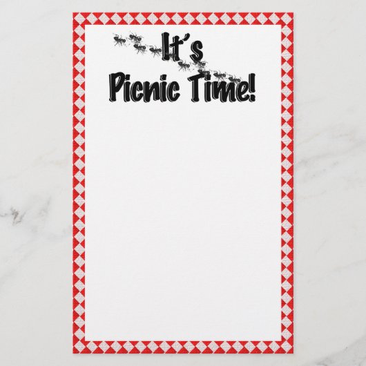 Het is Picnic Time. Rood Gecontroleerde tafelkledi Briefpapier (Voorkant)