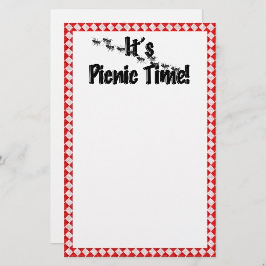 Het is Picnic Time. Rood Gecontroleerde tafelkledi Briefpapier (Voorkant / Achterkant)