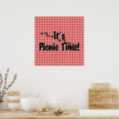 Het is Picnic Time. Rood Gecontroleerde tafelkledi Poster (Keuken)
