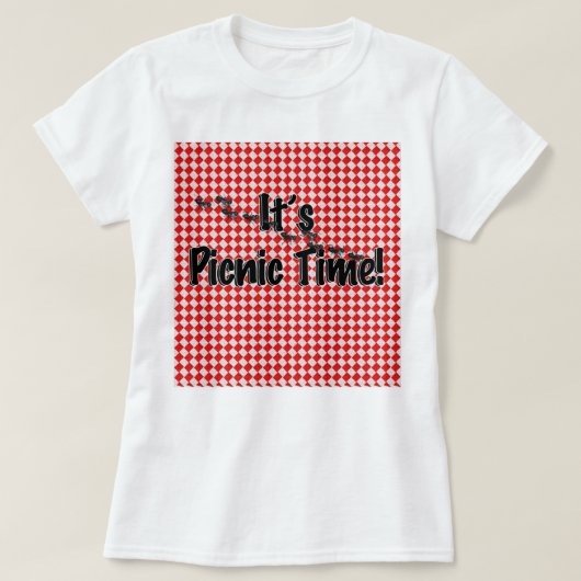 Het is Picnic Time. Rood Gecontroleerde tafelkledi T-shirt (Design voorkant)