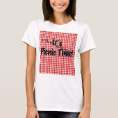 Het is Picnic Time. Rood Gecontroleerde tafelkledi T-shirt (Voorkant)