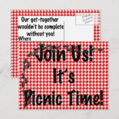 Het is Picnic Time. Rood Gecontroleerde tafelkledi Uitnodiging Briefkaart (Voorkant / Achterkant)