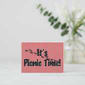 Het is Picnic Time. Rood Gecontroleerde tafelkledi Visitekaartje (Staand voorkant)