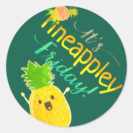 Het is Pineappley Vrijdag - Punny Garden Classic R Ronde Sticker (Voorkant)
