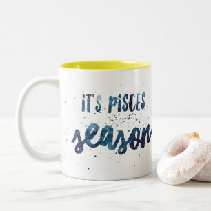 Het is Pisces Season Zodiac Birthday Waterverf Tweekleurige Koffiemok
