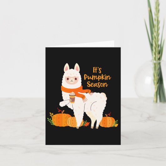 Het is Pompoenseizoen Lama Herfstbladeren Fall Cad Kaart (Voorkant)