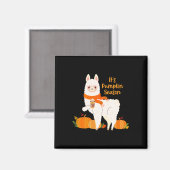 Het is pompoenseizoen Llama herfstbladeren Herfst Magneet (Voorkant / Achterkant)
