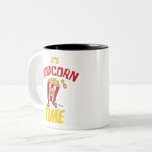 Het is Popcorn Time Funny Tweekleurige Koffiemok (Voorkant links)