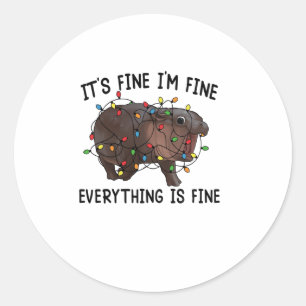 Het is prima, alles is goed Moo Deng Bab Ronde Sticker