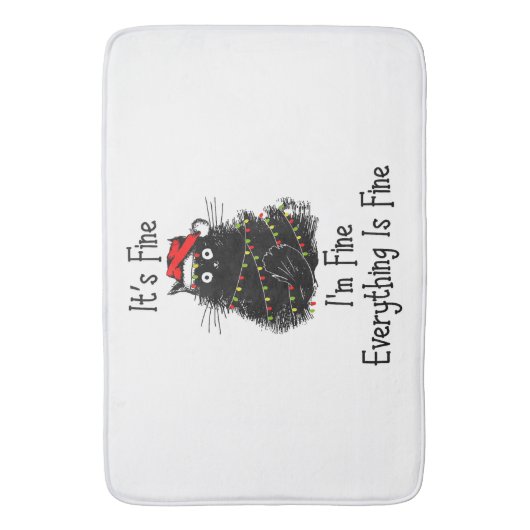 Het is prima Alles is mooi met Kerstmis Black Badmat (Voorkant Verticaal)