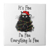 Het is prima Alles is mooi met Kerstmis Black Tegeltje (Voorkant)