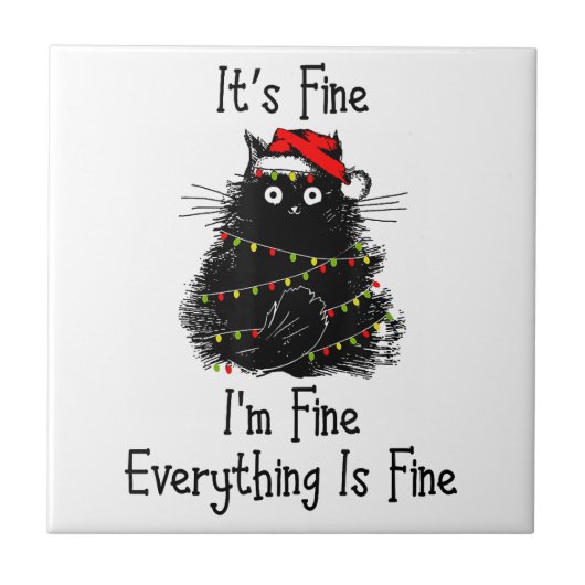 Het is prima Alles is mooi met Kerstmis Black Tegeltje (Voorkant)