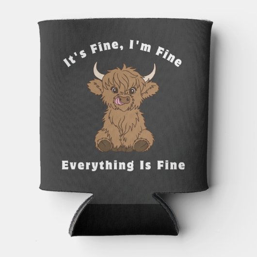 Het is prima, alles is prima, Highland Koe Blikjeskoeler (Voorkant)