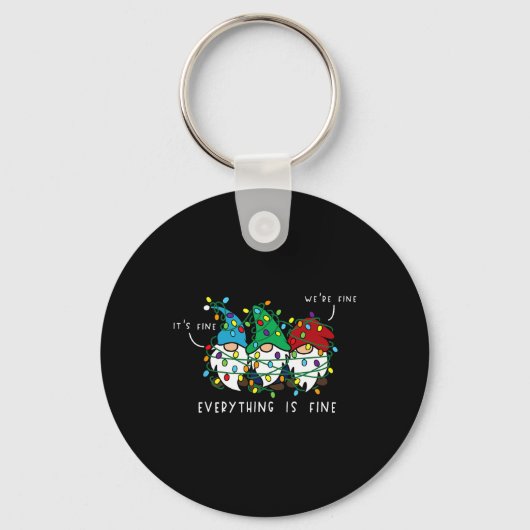 Het is prima Alles is prima Xmas Lights Gnome Chr Sleutelhanger (Voorkant)