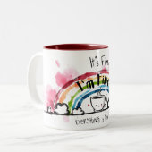 Het is prima dat ik alles goed vind. tweekleurige koffiemok (Voorkant links)