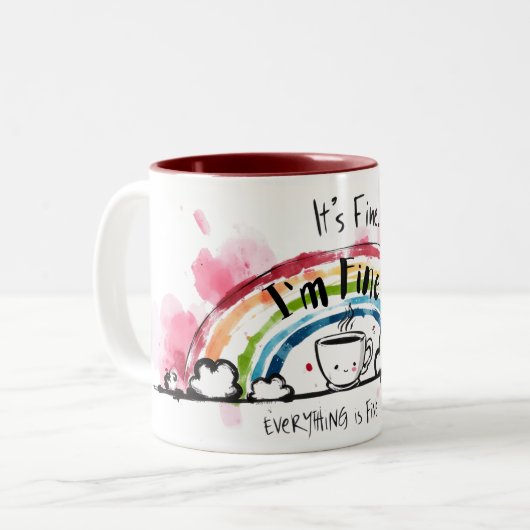 Het is prima dat ik alles goed vind. tweekleurige koffiemok (Voorkant links)