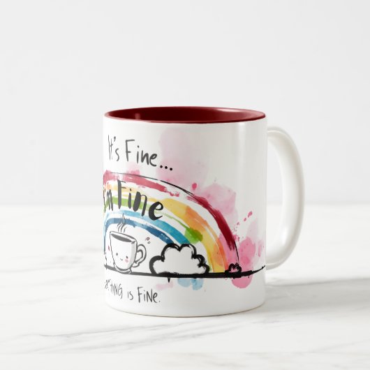 Het is prima dat ik alles goed vind. tweekleurige koffiemok (Voorkant rechts)