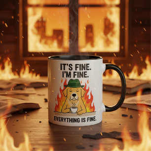Het Is Prima Ik Ben Prima Alles, Meme Hond Koffie Mok