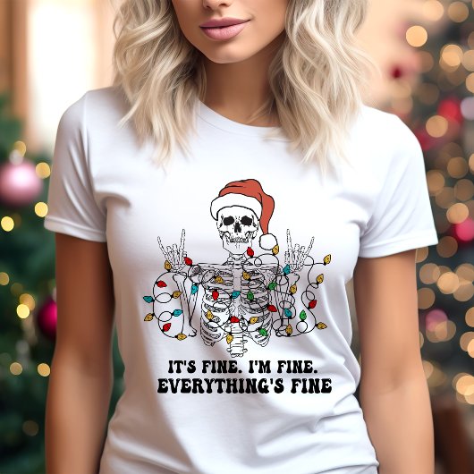 Het is prima ik ben prima grappig Skeleton Kerstmi Tri-Blend Shirt