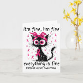 Het is prima ik ben prima zwarte kat roze lint bor kaart (Gele Bloem)