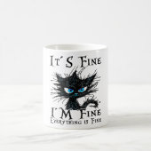 Het is prima in prima alles is prima grappig zwart koffiemok (Center)