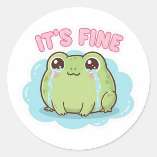 Het is prima kikker sticker schattige huilende kik (Voorkant)