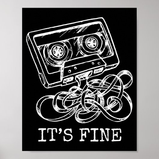 Het is prima retro cassetterecorder 90's muziek poster (Voorkant)