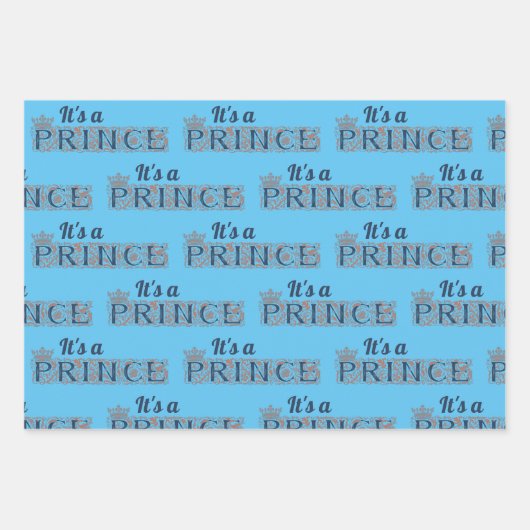 Het is Prince Baby Boy Baby shower Inpakpapier Vel (Voorkant 3)