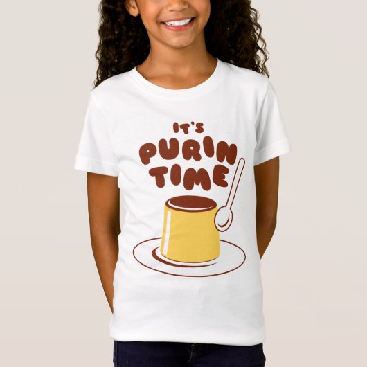 Het is Purin Time! (Bruin) プリン T-shirt (Voorkant)