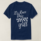 Het is Race Day Y'all Gecontkered Flag Racing Trac T-shirt (Design voorkant)
