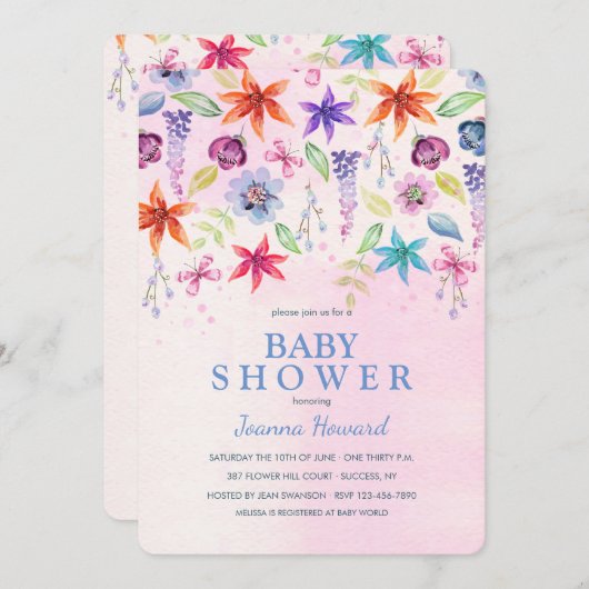 Het is Raining Flowers Invitation Kaart (Voorkant / Achterkant)