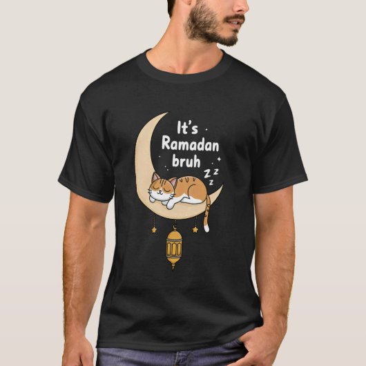 Het is Ramadan Bruh Grappige Kat Halve Maan Desi T-shirt (Voorkant)