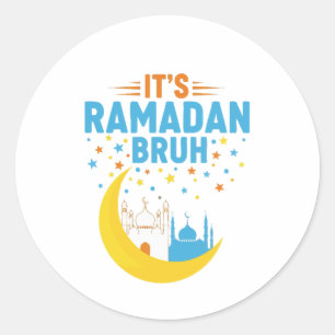 Het is Ramadan Bruh Moslim Ramadan Mubarak Eid Man Ronde Sticker