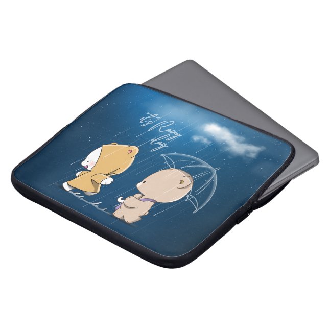Het is regenachtige dag | 15 inch laptop sleeve (Voorkant top)