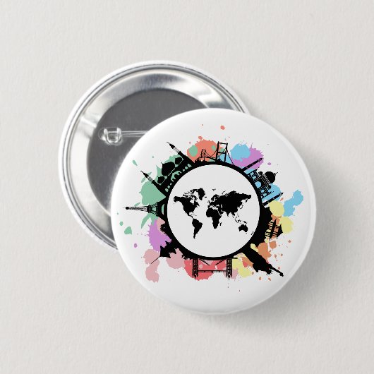 Het is reistijd ronde button 5,7 cm (Voorkant /achterkant)