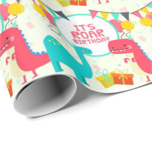 Het is Roar Birthday Dinosaurs Cadeaupapier