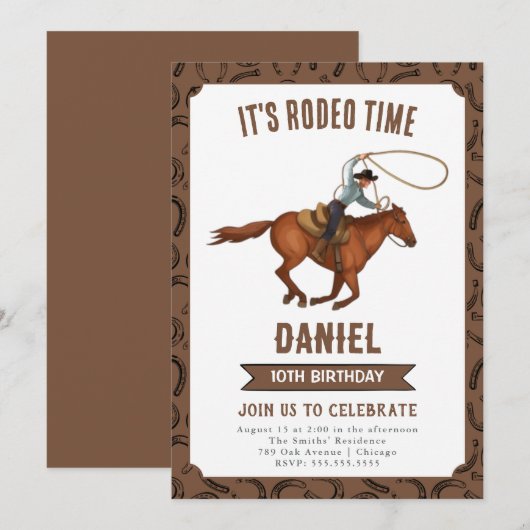 Het is Rodeo Time Cowboy verjaardag Kaart (Voorkant / Achterkant)