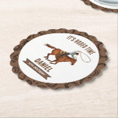 Het is Rodeo Time Cowboy verjaardag Kartonnen Onderzetters (Gekanteld)