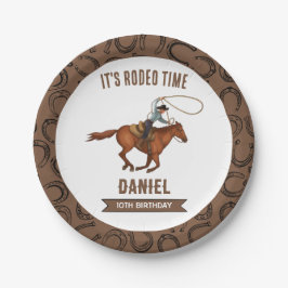 Het is Rodeo Time Cowboy verjaardag Papieren Bordje