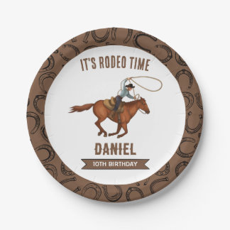 Het is Rodeo Time Cowboy verjaardag Papieren Bordje