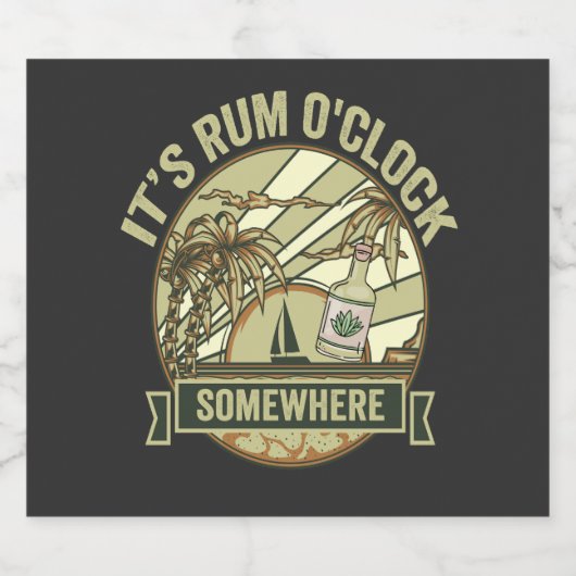 Het is Rum O'clock Ergens Grappige  Vakantie Bier Etiket (Enkel label)