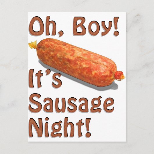 Het is Sausage Night. Briefkaart (Voorkant)