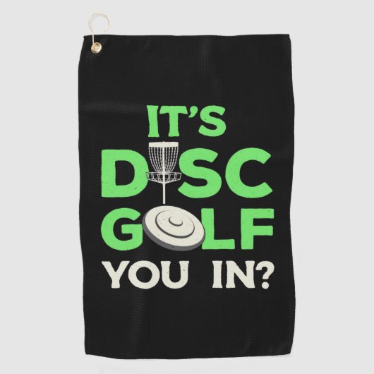Het is Schijf Golf. Golfhanddoek (Voorkant)