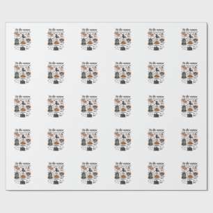 Het Is Seizoen Halloween Heks Pompoen Schedel_1 Cadeaupapier