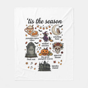 Het Is Seizoen Halloween Heks Pompoen Schedel_1 Fleece Deken