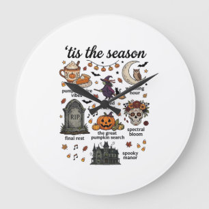 Het is Seizoen Halloween Heks Pompoen Schedel_1 Grote Klok