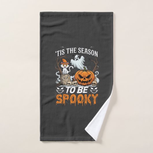 Het Is Seizoen Om Spookachtig Halloween Pompoen Ge Handdoek (Handdoek)