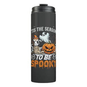 Het Is Seizoen Om Spooky Halloween Pompoen Geest T Thermosbeker