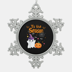 Het Is Seizoen Pompoen Retro Groovy Vintage Hallow Tin Sneeuwvlok Ornament